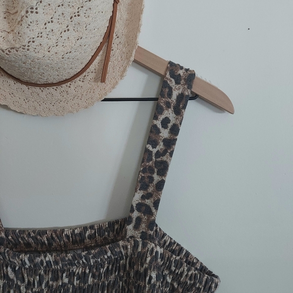 Zenana Leopard Wide Leg Jumpsuit Plus in Brown - Picture 3 of 7